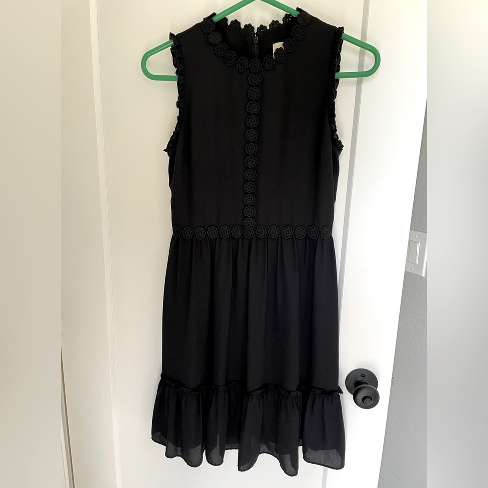 Kate Spade black embroidered flowers dress 0